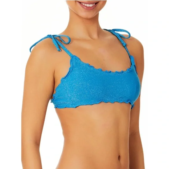 NWT Junior’s Size Large No Boundaries Two Piece Bikini Set in Blue Lurex - Picture 14 of 15